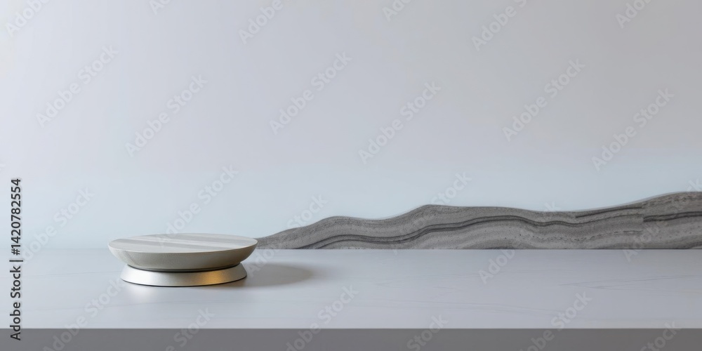 Minimalist Product Display Elegant White Marble Platform Background