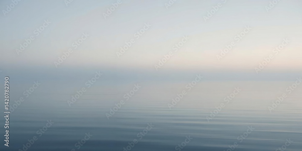 Serene Seascape Calm Ocean Misty Horizon Peaceful Dawn