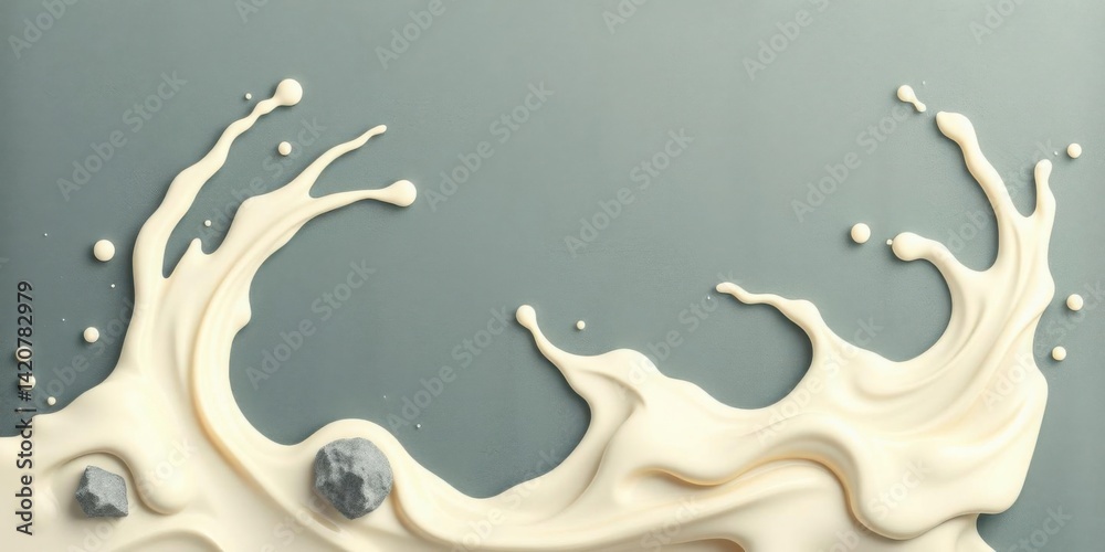 Creamy Liquid Splash with Stones Abstract Food Background