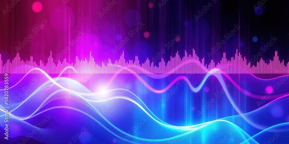 Abstract Neon Waveform Background Music Sound Technology Energy Design