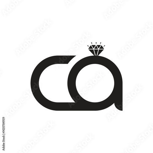 Diamond RING WITH CA LETTER LOGO