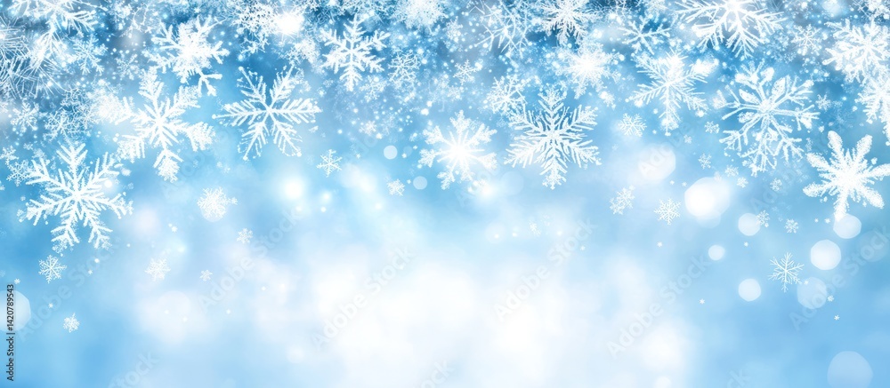 Elegant winter background with glittering snowflakes cascading down a light blue gradient Elegant winter background with glittering snowflakes cascading down a light blue gradient