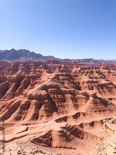 Yardangs-wind eroded rock and bedrock surfaces-alternating ridges and furrows-Qaidam desert-Qinghai-China-0528