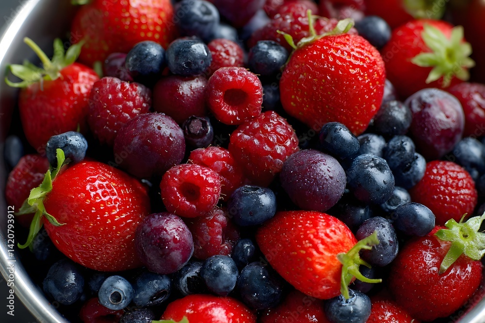 Fresh Berries in Bowl with a Variety of Strawberries, Blueberries, and Raspberries Ready for Healthy Snacking Fresh Berries in Bowl with a Variety of Strawberries, Blueberries, and Raspberries Ready for Healthy Snacking