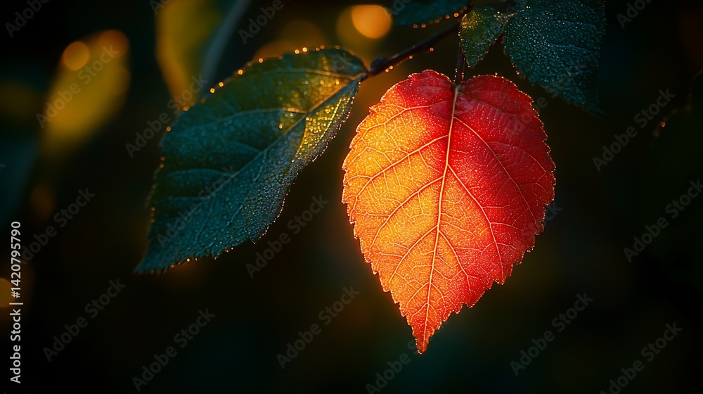 Obraz premium Backlit autumn leaf glows