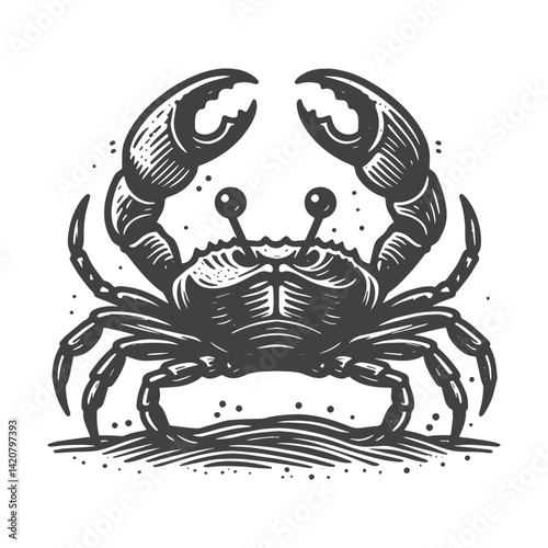 Vintage Hand-Drawn Mangrove Crab on Wet Mud Illustration – Tropical Creature Engraved Style Vector for T-Shirts, Posters, Stickers, and Nature Apparel