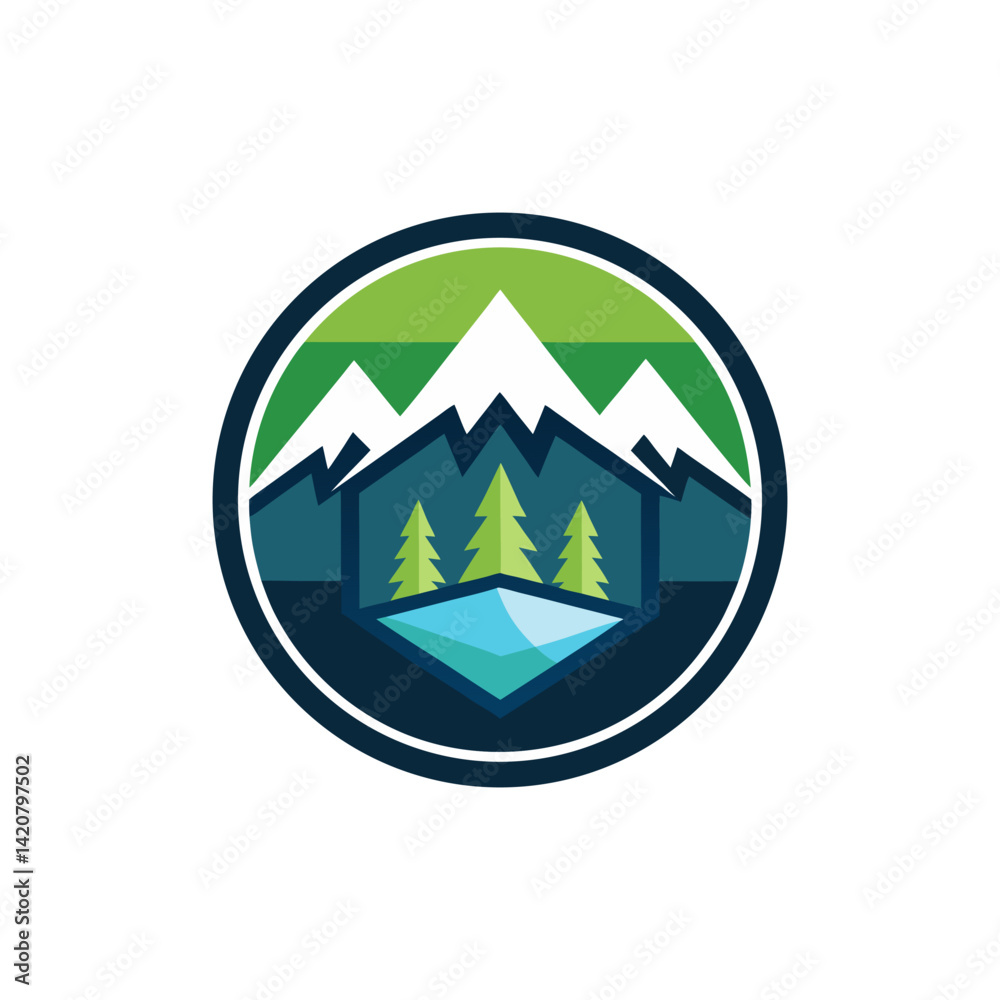set of icons of mountains set of icons of mountains