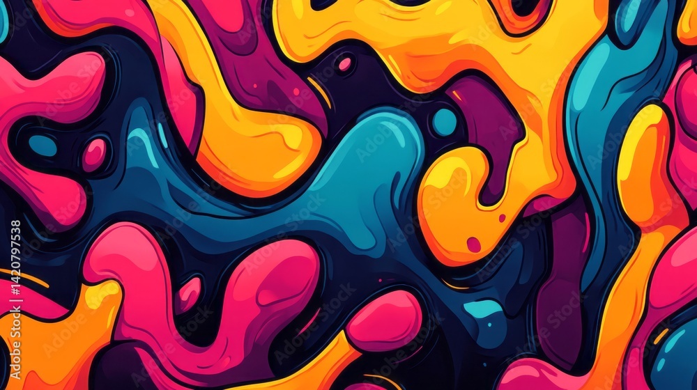 Obraz premium Abstract fluid art showcases vibrant colors and organic shapes