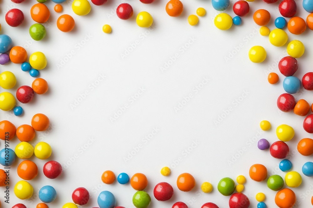 Obraz premium Colorful candy border on white background