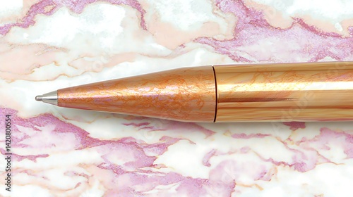 Close-up view of a copper-colored pen tip. photo