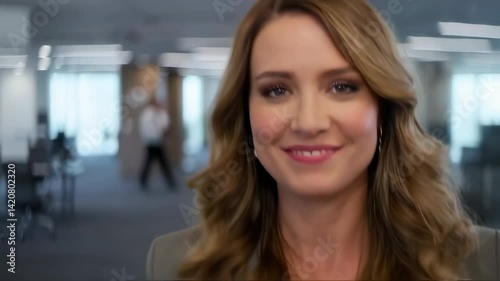 Wallpaper Mural Professional woman smiling confidently in an office setting, exuding poise and competence, ready for success in her career. #businesswoman Torontodigital.ca