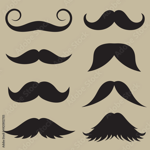Stylish Black Mustache Vector Collection.