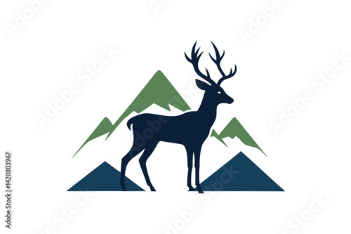 Deer in the mountains vector on white background