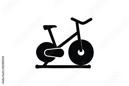 Exercise bike icon silhouette on white background