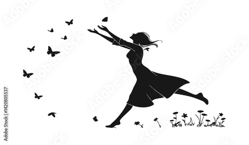 Vector Illustration of a Woman Representing Freedom and Empowerment

