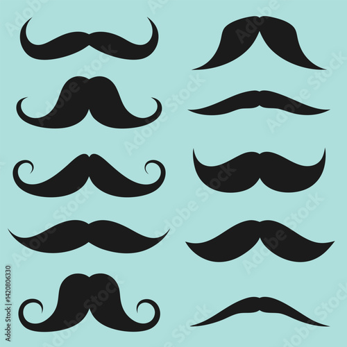 Stylish Black Mustache Vector Collection.