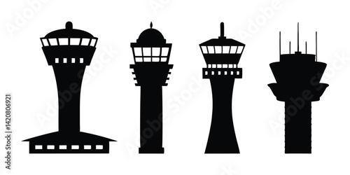 Air traffic control tower vector illustration.