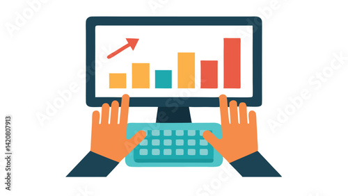 business graph on laptop