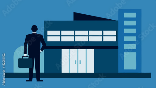 business man in front of office building