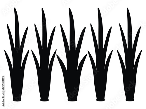 grass silhouette set, set of bush grass shrub herb silhouette vector illustration