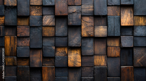 3D Wooden Cube Wall Texture