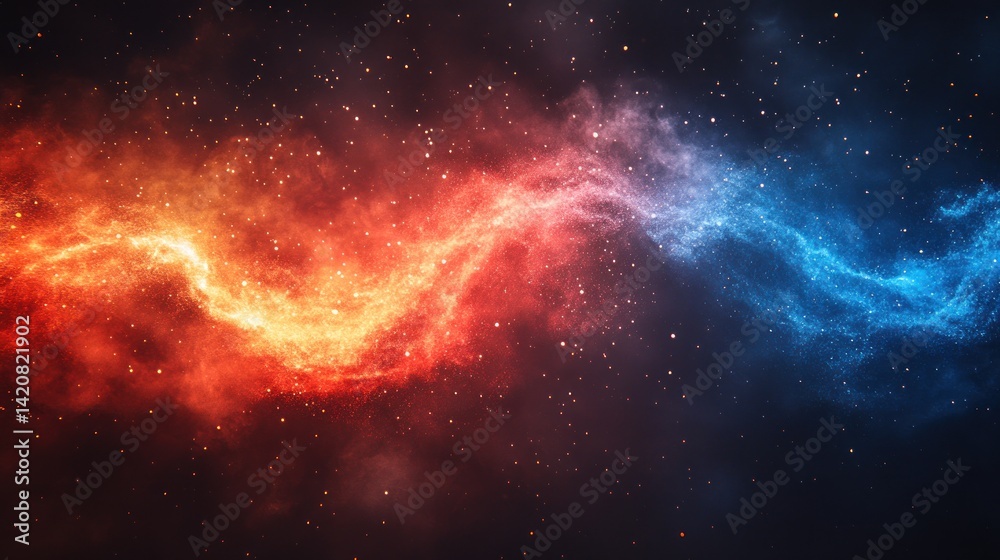 Fototapeta premium Cosmic Nebula: A Celestial Dance of Fire and Ice