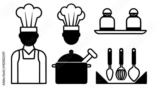 A graphic illustration of a cooking process, depicting various vegetables (onions, carrots, peppers, mushrooms) being added to a pan.