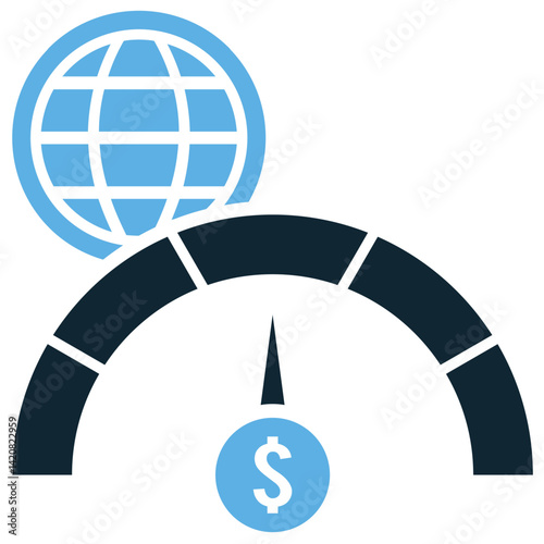 Economic indicator icon vector for market trend, national performance, and financial signal. Ideal for analysis, planning, and tracking global trade and monetary development illustration.