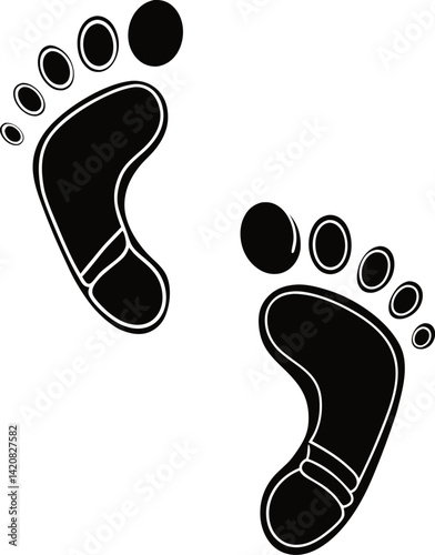 Human footprint Vector and illustration icon. 