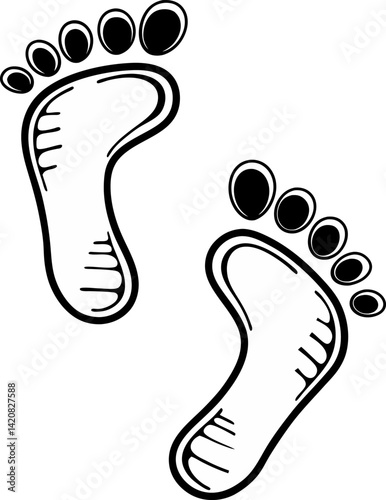 Human footprint Vector and illustration icon. 