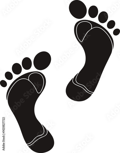 Human footprint Vector and illustration icon. 