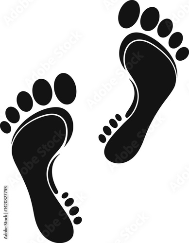 Human footprint Vector and illustration icon. 