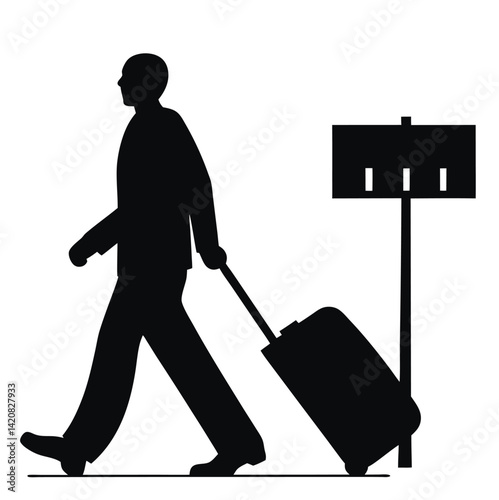 Business Traveler Walking with Luggage Silhouette | Business | Traveler | Luggage