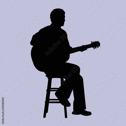Musician Silhouette with Guitar.