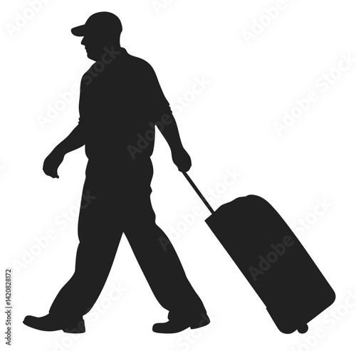 Traveler in Casual Wear Side View Silhouette | Traveler | Casual | Side