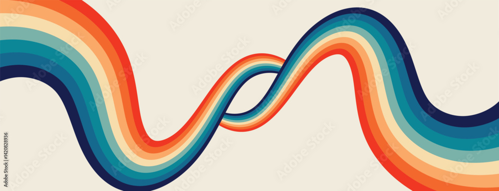 Retro abstract colorful wave contempory background