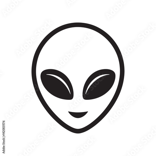 cute alien face icon – minimalist ufo head vector