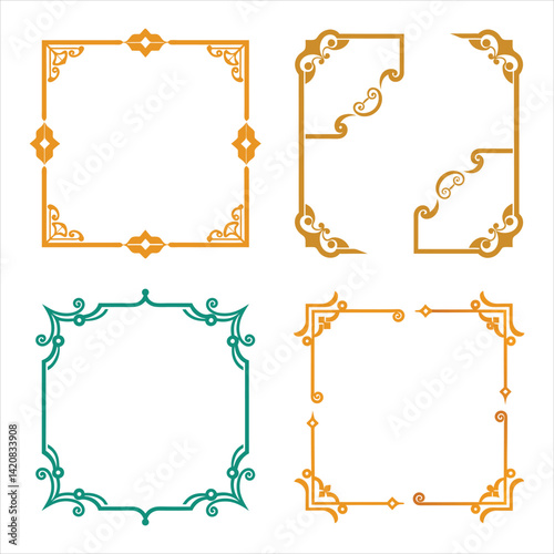 Vintage Corner Frames Collection  Isolated Decorative Elements.