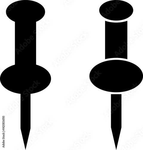 push pin icon set stationery office supplies. paper notice
