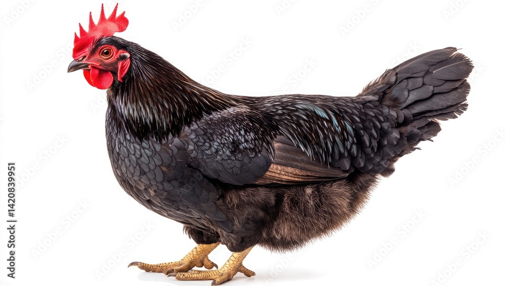 Fototapeta premium Dark-feathered hen profile