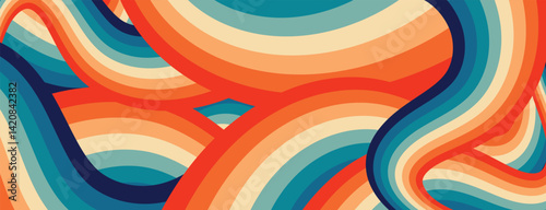 Retro abstract colorful wave contempory background