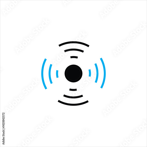 PrintSound waves icon in flat style. Volume signal vector illustration on black isolated background. Audio signal business concept.