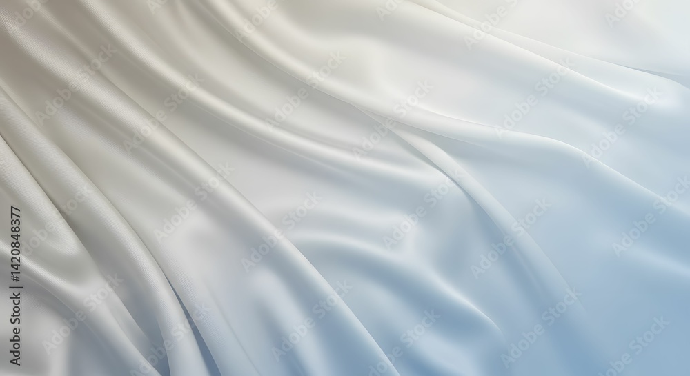 Naklejka premium Elegant Draped Fabric Texture Soft, Smooth, and Luxurious White and Blue Silk