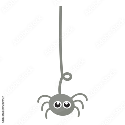 Spider hanging a gray arachnid on its silken web, suitable for Halloween or nature themed designs, blogs, and articles. Great for biology topics
