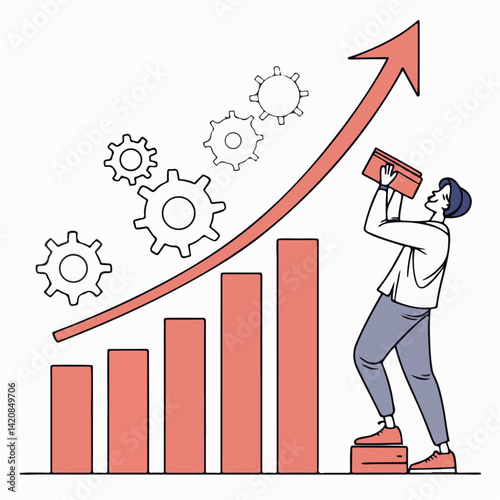 Level Up.  Progress Arrow Graph Art