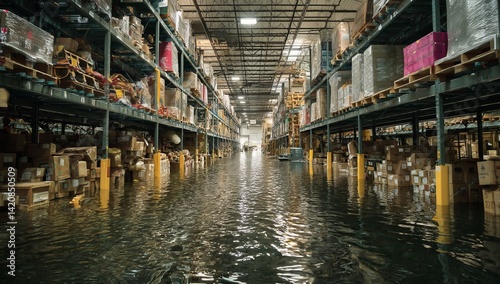 Warehouse Flooding: Inventory Submerged, Damage Extensive, Urgent Cleanup Required Now