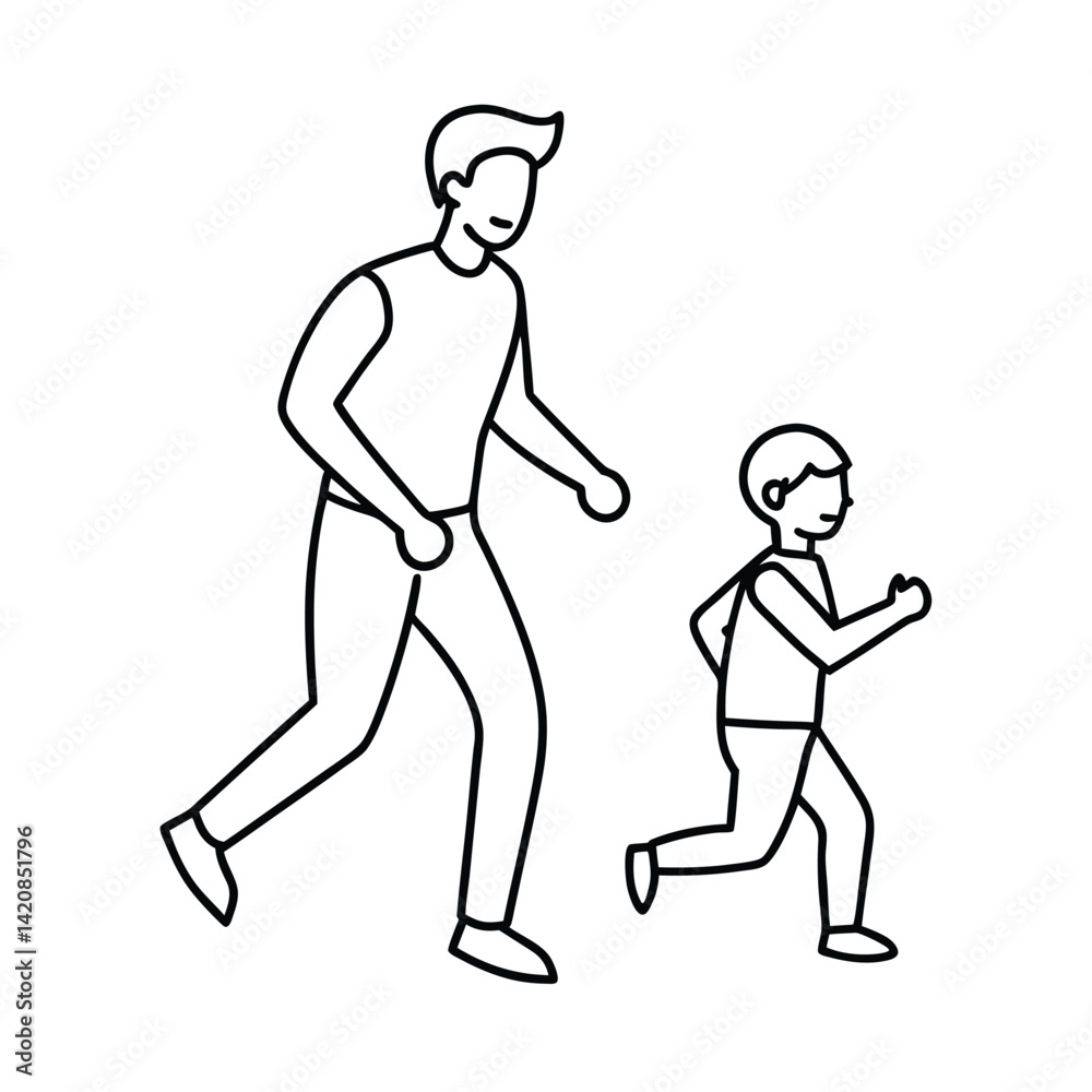 editable vector sketch in single line style showing parent-child bond editable vector sketch in single line style showing parent-child bond