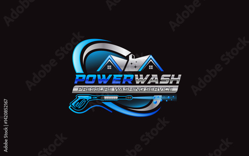 Illustration vector graphic of pressure power wash service logo design template