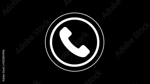 Incoming call icon animation. Alpha channel, transparent background. 4K resolution