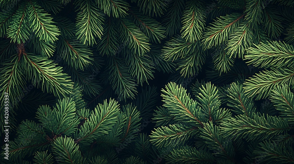 Background with pine tree branches, green color, dark background, Background with pine tree branches, green color, dark background,